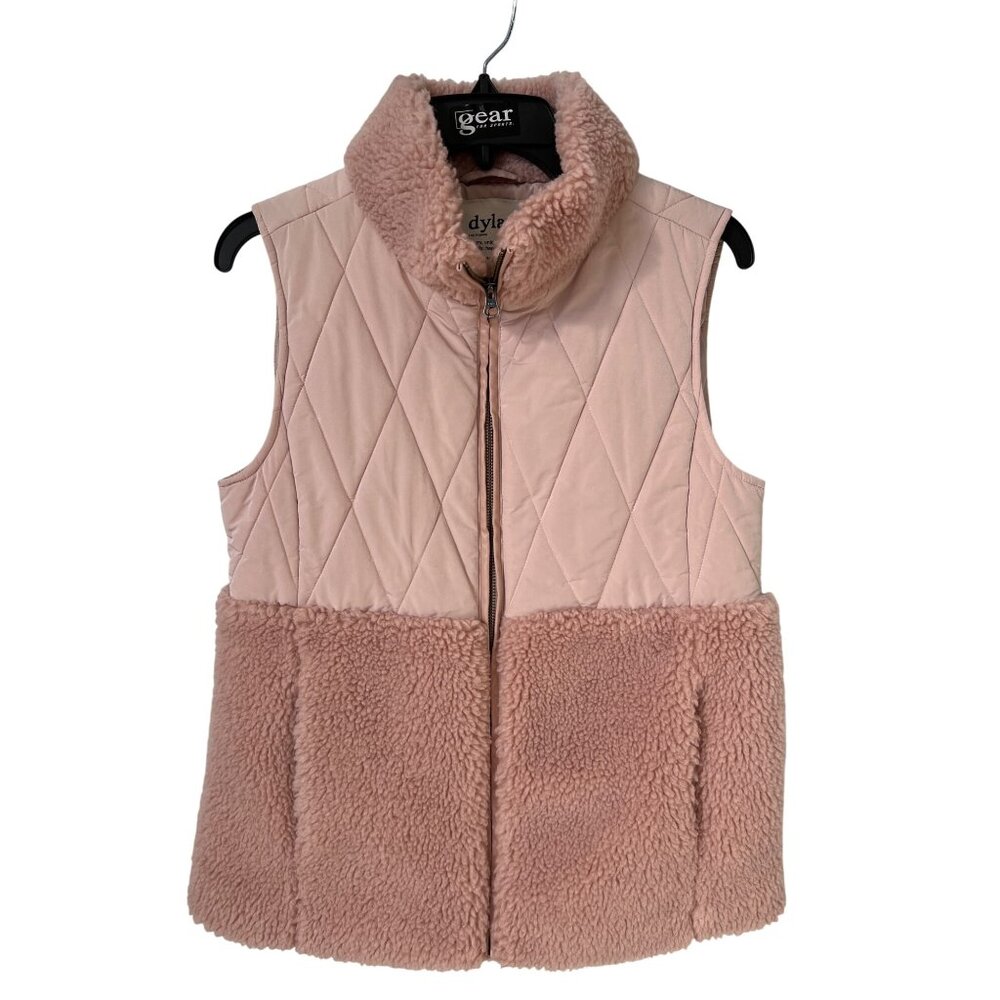 Dylan Los Angeles Faux Fur Quilted Vest Size Small Rose Pink Warm Outdoor Winter